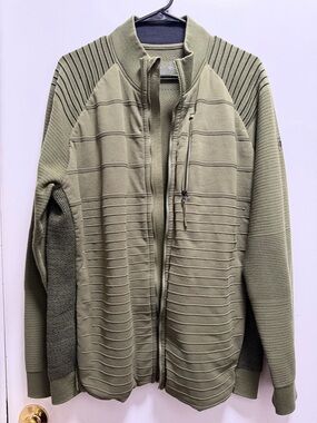 Smartwool Merino Intraknit Jacket Mens XL Olive Green Full Zip Thermal Knit